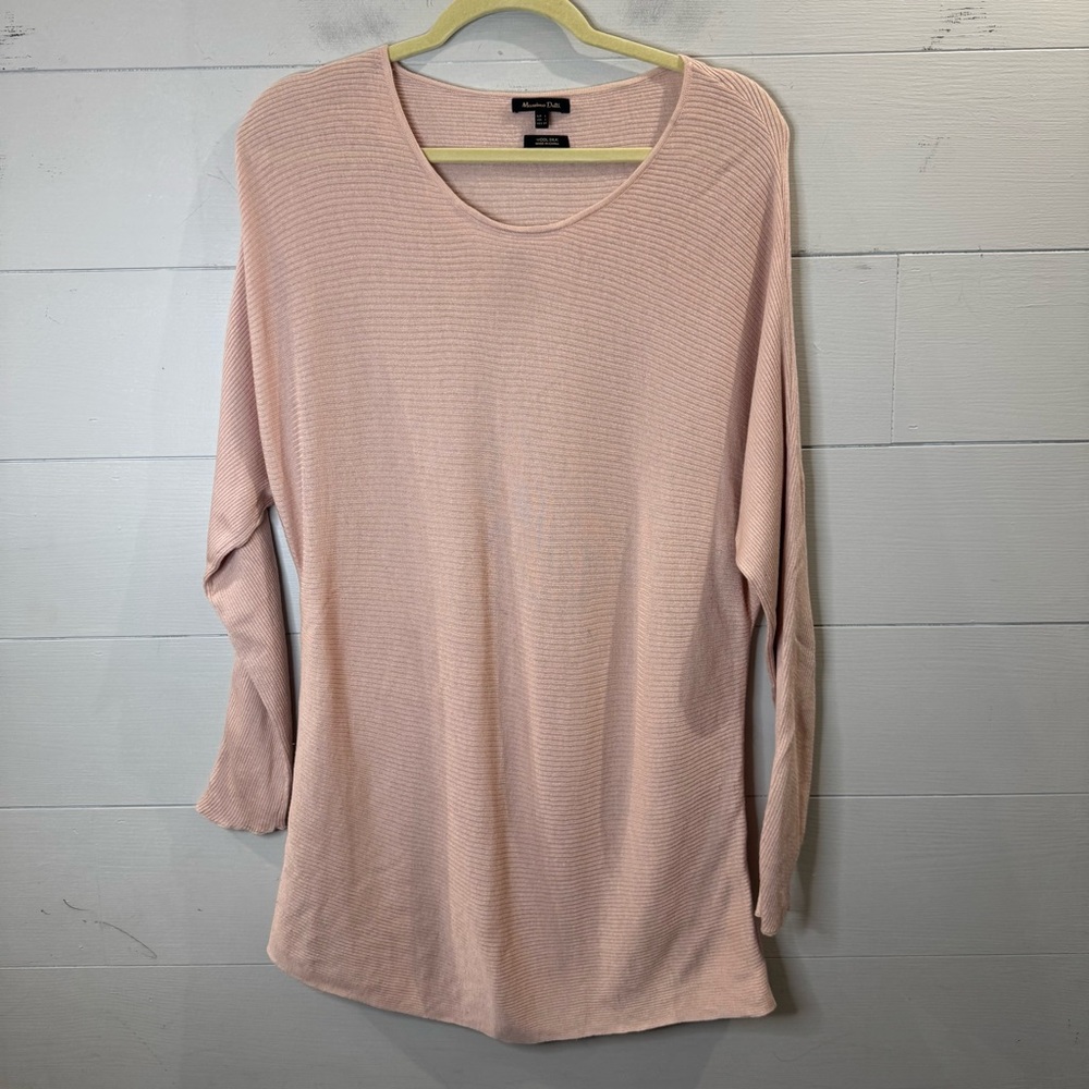 Mossimo Dutti Women's Pink Wool Silk Blend Long Sleeve Top Size Large